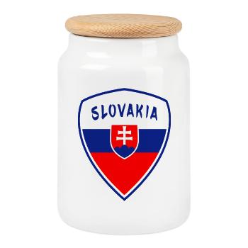 Slowakei Wappen / Geschenk Nationalfarben Flagge - Keksdose mit Holzdeckel - Weiß - Vorne
