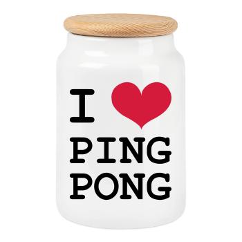 I Love Ping Pong - Boîte à biscuits avec couvercle en bois - blanc - Devant
