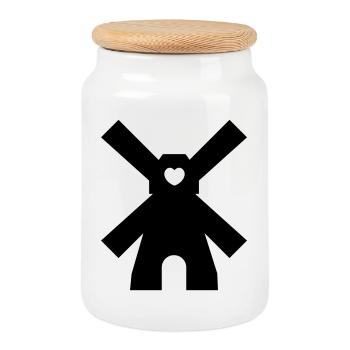 windmill - Cookie Jar with Wooden Lid - white - Front