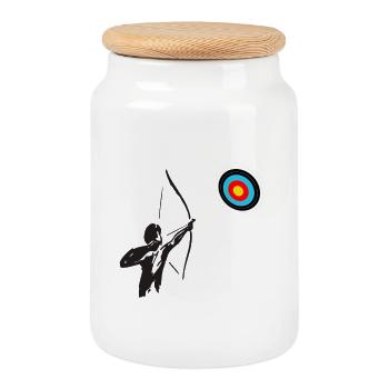 Archer et Cible Colorée Minimaliste - Boîte à biscuits avec couvercle en bois - blanc - Devant