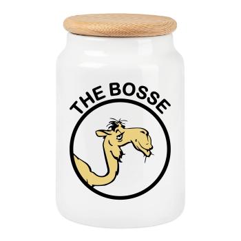 The Bosse II - Boîte à biscuits avec couvercle en bois - blanc - Devant