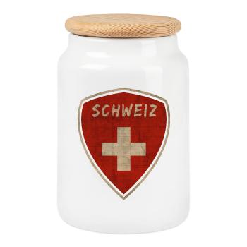 Suisse Armoiries Vintage / Cadeau Zurich - Boîte à biscuits avec couvercle en bois - blanc - Devant