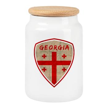Georgien Vintage Wappen / Geschenk Tiflis - Keksdose mit Holzdeckel - Weiß - Vorne