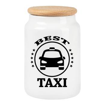 Best Taxi - Keksdose mit Holzdeckel - Weiß - Vorne