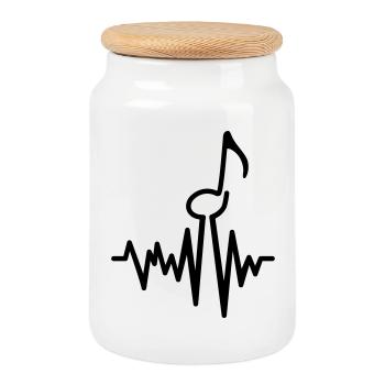 music - Cookie Jar with Wooden Lid - white - Front
