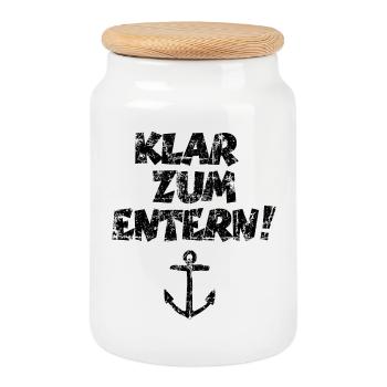 Klar zum Entern Segel Segeln (Vintage/Schwarz) - Keksdose mit Holzdeckel - Weiß - Vorne