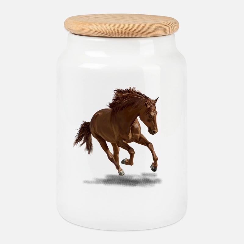 Pferd - Keksdose mit Holzdeckel - Weiß