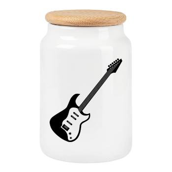 e-Gitarre Symbol Musik Gitarren Musiker Band icon - Keksdose mit Holzdeckel - Weiß - Vorne