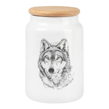 Wolf - Keksdose mit Holzdeckel - Weiß - Vorne