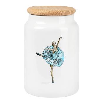 ballet - Cookie Jar with Wooden Lid - white - Front