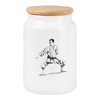 Karate - Keksdose mit Holzdeckel - Weiß - Vorne