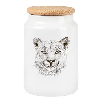 Wildkatze - Keksdose mit Holzdeckel - Weiß - Vorne