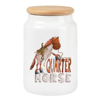 Da steht ein Quarter Horse - Keksdose mit Holzdeckel - Weiß - Vorne