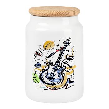 Musik Gitarre Love - Keksdose mit Holzdeckel - Weiß - Vorne