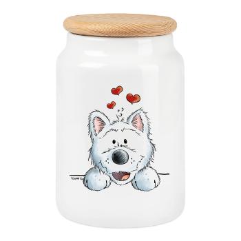 Verliebter Westie - Hund - Herz - Tier - Dog - Keksdose mit Holzdeckel - Weiß - Vorne