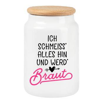 braut hochzeit spruch - Keksdose mit Holzdeckel - Weiß - Vorne