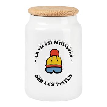 la vie est meilleure sur les pistes - Boîte à biscuits avec couvercle en bois - blanc - Devant