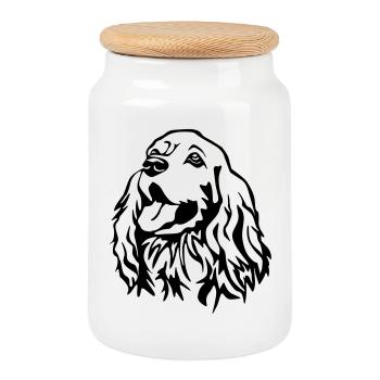 Tête de Cocker Spaniel - Boîte à biscuits avec couvercle en bois - blanc - Devant