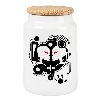 Cyber Love circuit with two cyborgs - Cookie Jar with Wooden Lid - white - Front