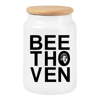 Beethoven - Cookie Jar with Wooden Lid - white - Front