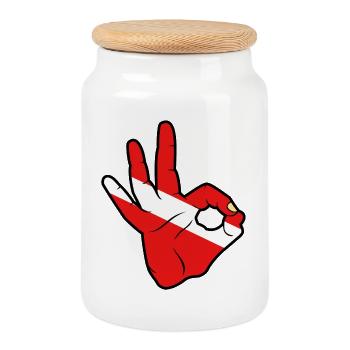 Ok Plongée Sous-Marine - Boîte à biscuits avec couvercle en bois - blanc - Devant