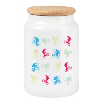 BMX / Bmx / bmx / gift idea / birthday - Cookie Jar with Wooden Lid - white - Front