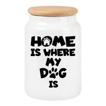 Zuhause ist, wo mein Hund ist * - Keksdose mit Holzdeckel - Weiß - Vorne