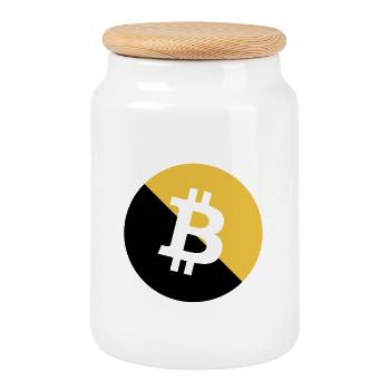 Bitcoin Paillettes dorées - Boîte à biscuits avec couvercle en bois - blanc - Devant