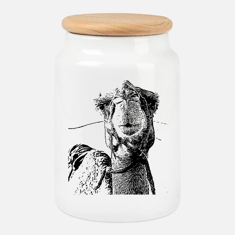 Kamel - Keksdose mit Holzdeckel - Weiß