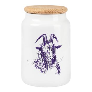buck (purple) - Cookie Jar with Wooden Lid - white - Front