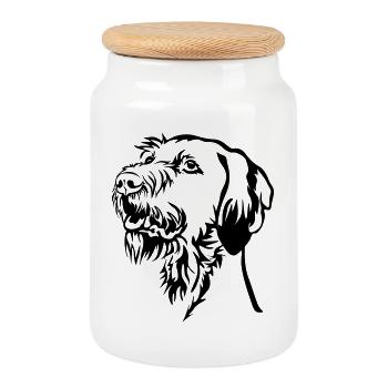 Tête de Magyar Vizsla - Boîte à biscuits avec couvercle en bois - blanc - Devant
