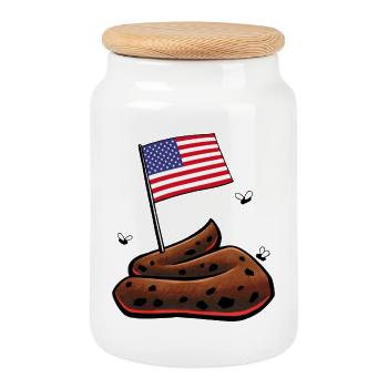 USA Heap - Cookie Jar with Wooden Lid - white - Front