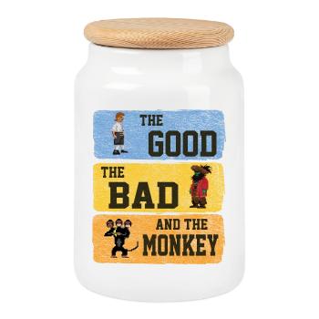The Good The Bad The Monkey Vintage Island Geschen - Keksdose mit Holzdeckel - Weiß - Vorne
