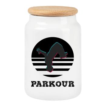 Parkour - Cookie Jar with Wooden Lid - white - Front