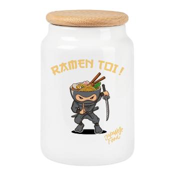 Bring back you Ninja Japanese cuisine Humor Japan - Cookie Jar with Wooden Lid - white - Front