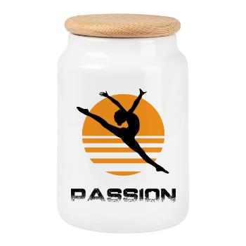 Rhythmic gymnastics - Cookie Jar with Wooden Lid - white - Front
