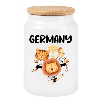 Football team Germany Animals Football Gift - Cookie Jar with Wooden Lid - white - Front