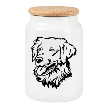 Tête d’or retriever - Boîte à biscuits avec couvercle en bois - blanc - Devant