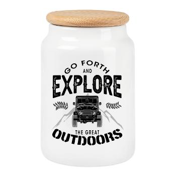 Outdoor Land Cruiser - Keksdose mit Holzdeckel - Weiß - Vorne