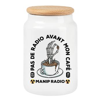 Pas de radio avant mon café Manip radio Radiologie - Boîte à biscuits avec couvercle en bois - blanc - Devant