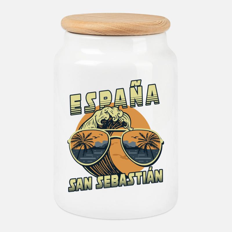 San Sebastian Spanien Beach Design - Keksdose mit Holzdeckel - Weiß