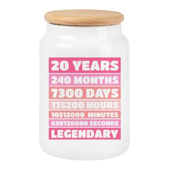 20 Years Legendary - Jubiläum, Jahrestag, Firma - Keksdose mit Holzdeckel - Weiß - Vorne