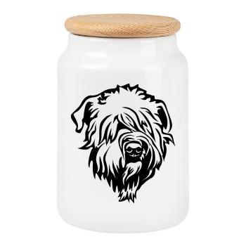 Wheaten Terrier Head - Cookie Jar with Wooden Lid - white - Front