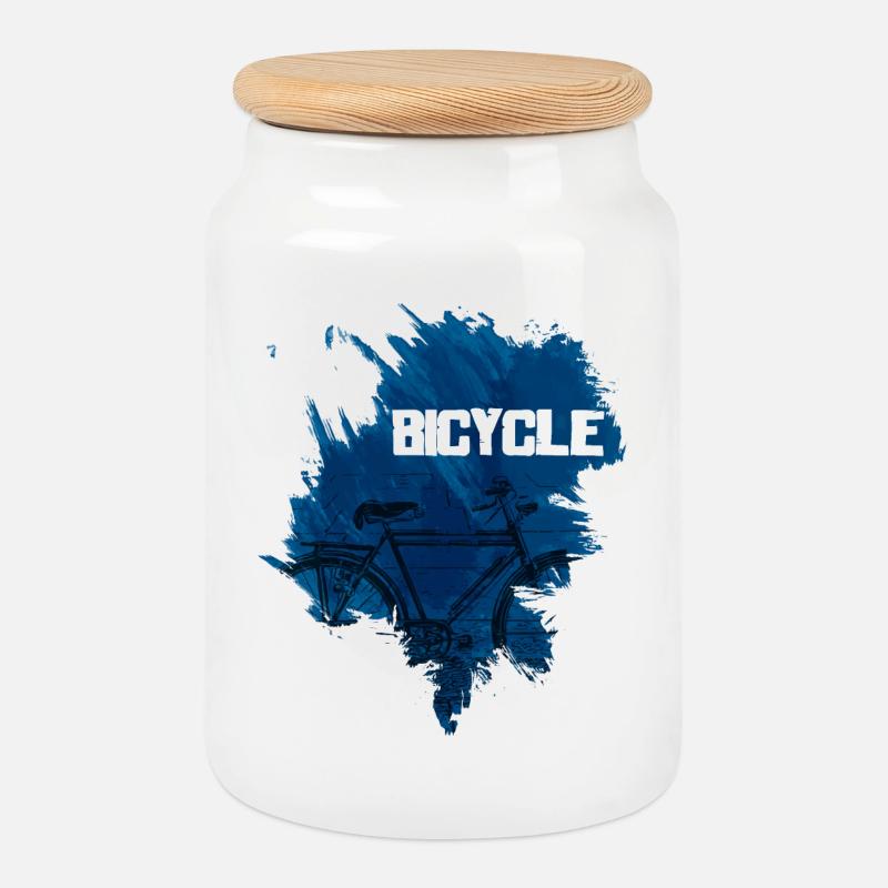 Bicycle - Keksdose mit Holzdeckel - Weiß