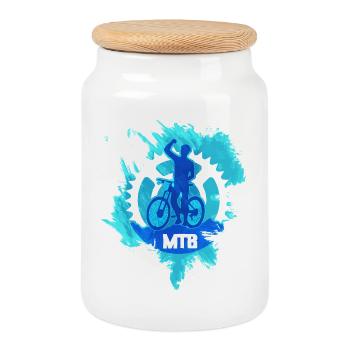 MTB Mountainbike - Keksdose mit Holzdeckel - Weiß - Vorne