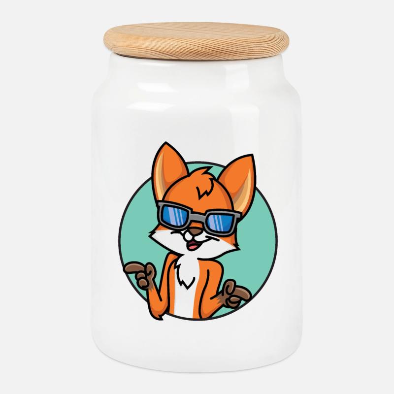 Lustiger Fuchs - Keksdose mit Holzdeckel - Weiß