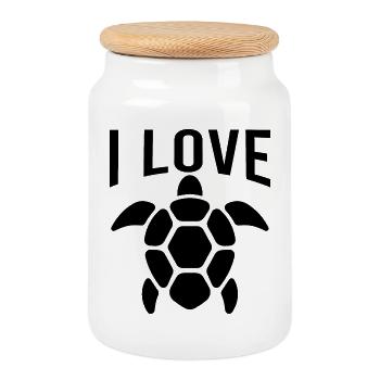 I Love Turtles - Cookie Jar with Wooden Lid - white - Front