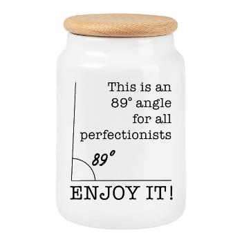 Funny saying perfectionist scientist - Cookie Jar with Wooden Lid - white - Front
