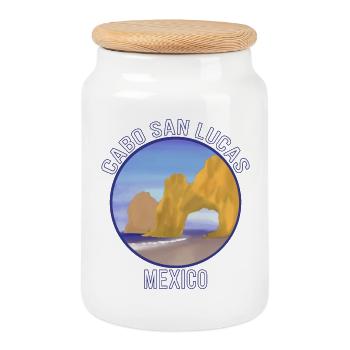 Cabo San Lucas Mexiko Los Arcos - Keksdose mit Holzdeckel - Weiß - Vorne