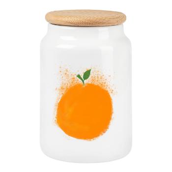 Orange Fruit Fruits Summer Shirt Holiday Gift - Cookie Jar with Wooden Lid - white - Front